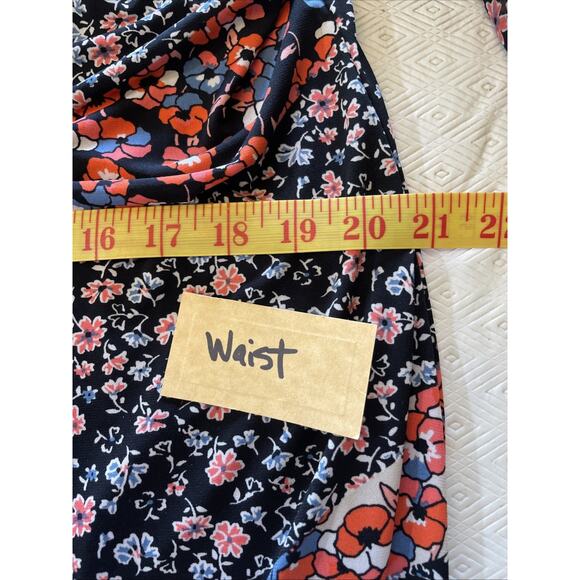 Westport 1962 Red White Blue Floral V-Neck Dress Ribbon Keyhole Flutter Sleeves - Picture 12 of 15